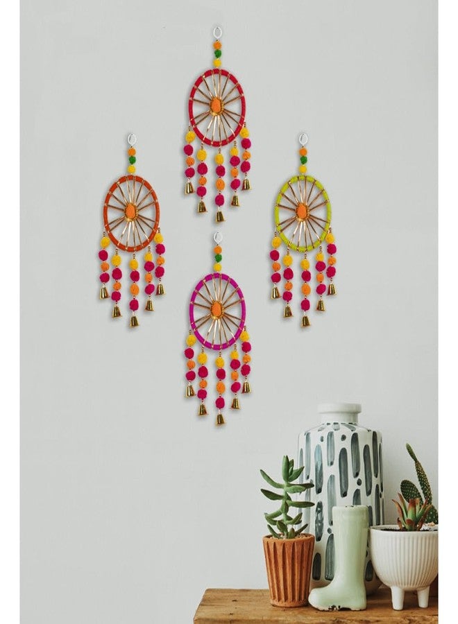 ديكورات جدارية وأبواب ملونة من الصوف من كاميري بازار لتزيين المنزل | ديكورات احتفالية | ديكورات للشرفات والغرف والمعابد | ديكورات لغرفة الصلاة | قطع ديكور معلقة | عبوة من 4 قطع - Image 1